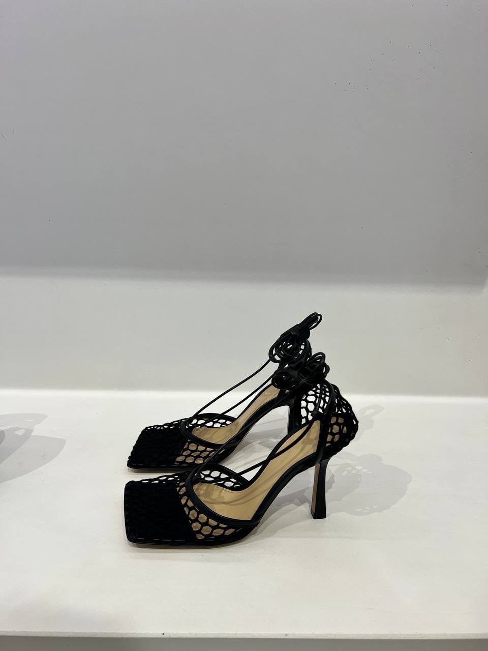 Stretch Mesh Lace-Up Sandals