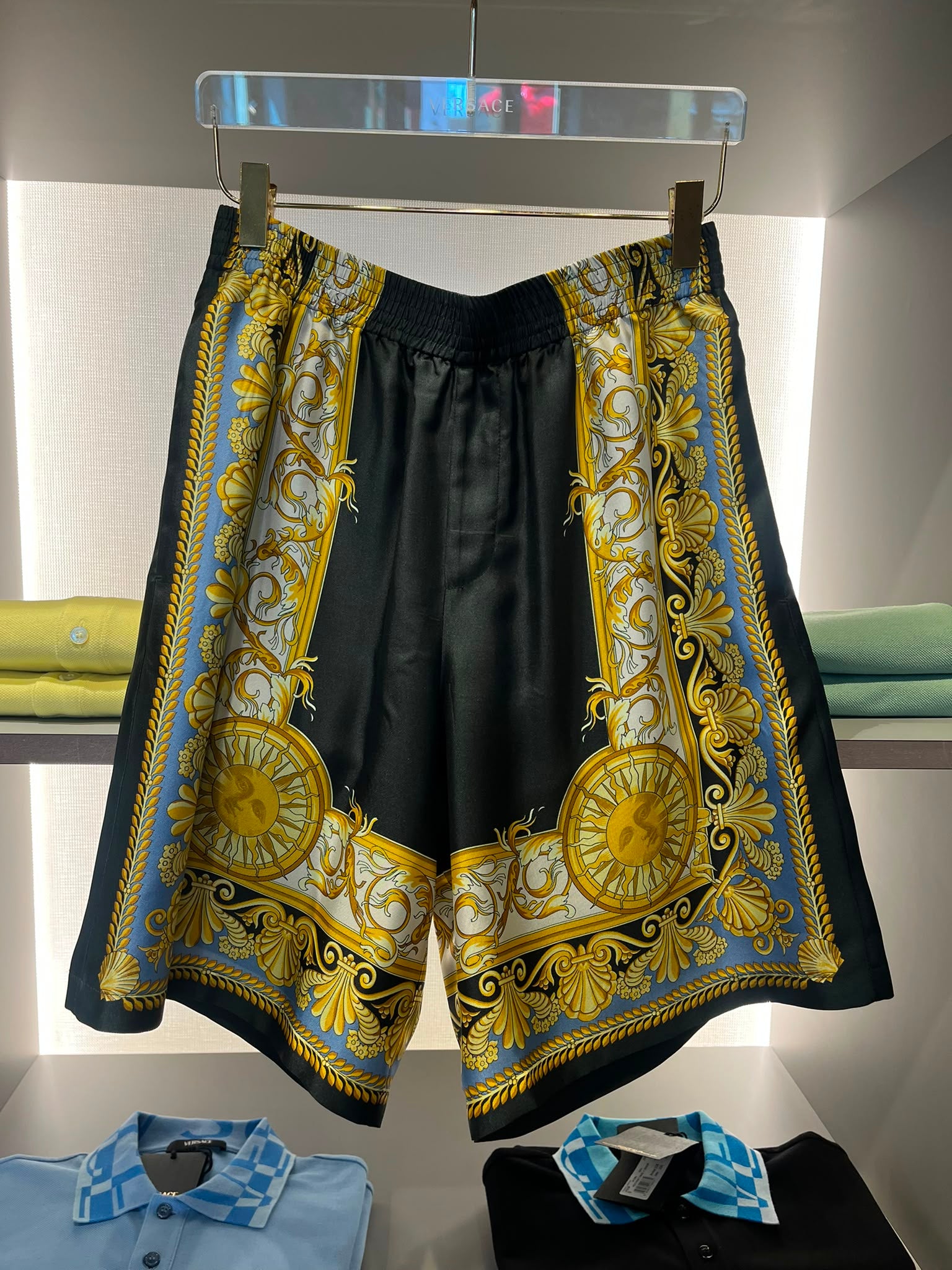 Barocco Sun Print Silk Shorts