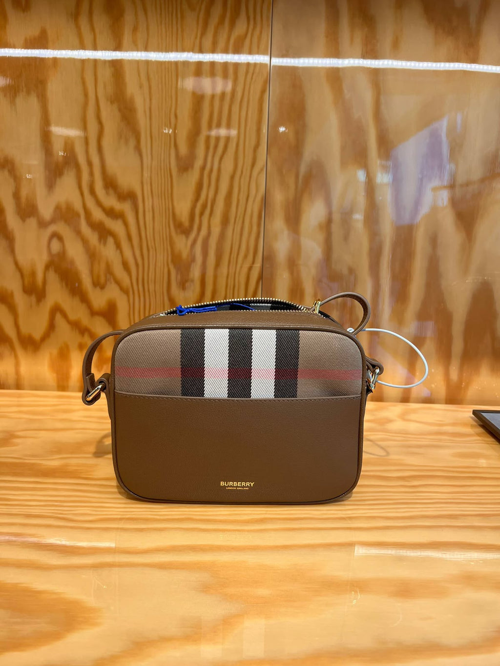 Mini Check and Leather Camera Bag