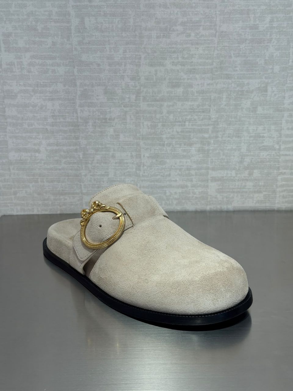 Buckle Suede Mules