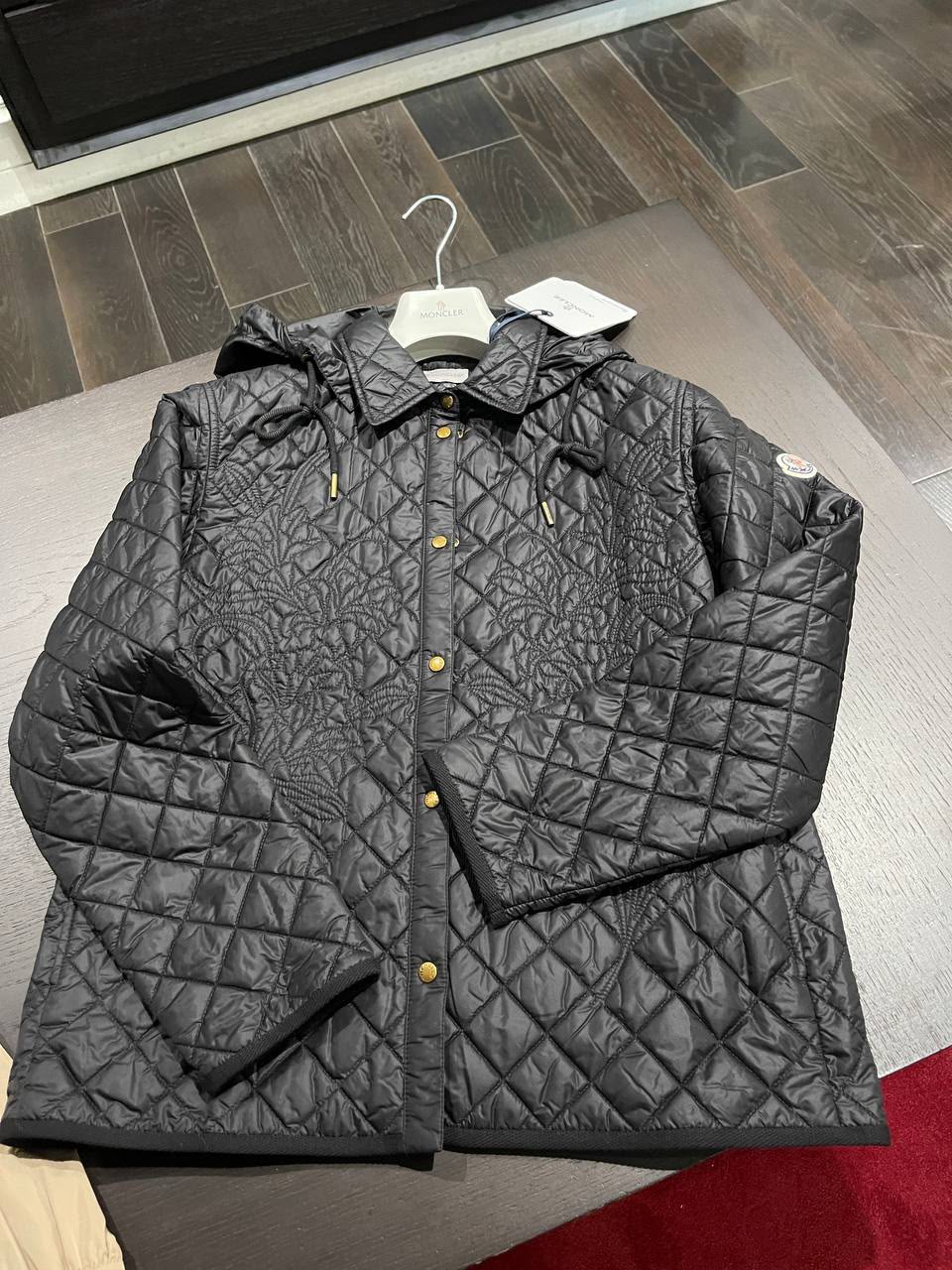 Quilted Jacket with Floral Embroidery