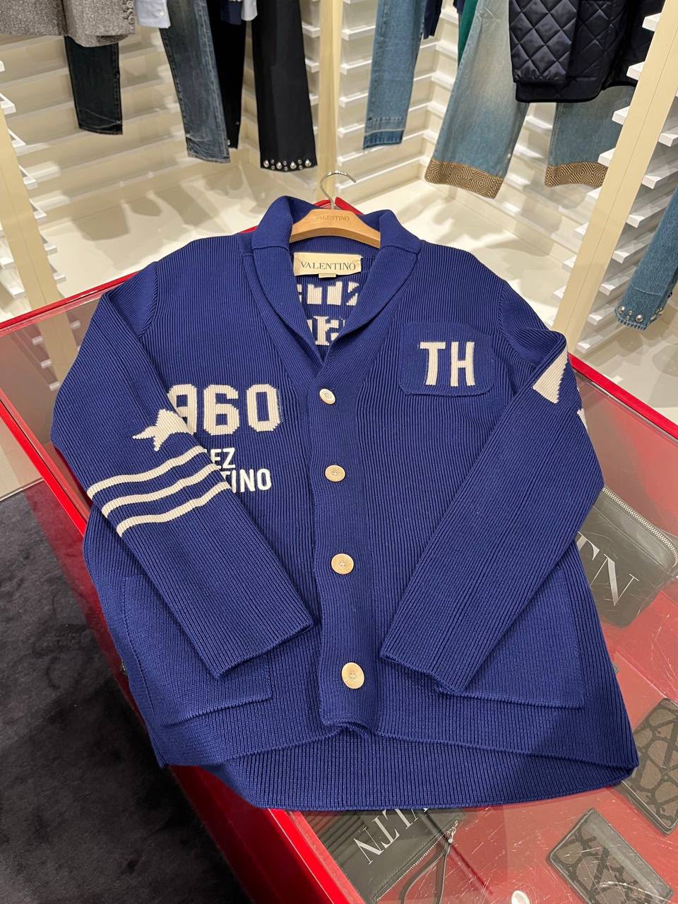 Varsity-Style Ribbed Knit Cardigan