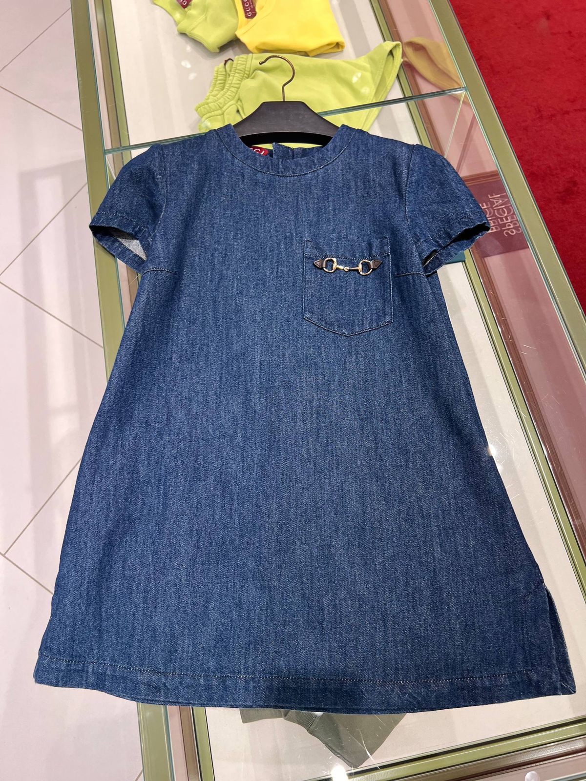 Children's denim dress with Horsebit