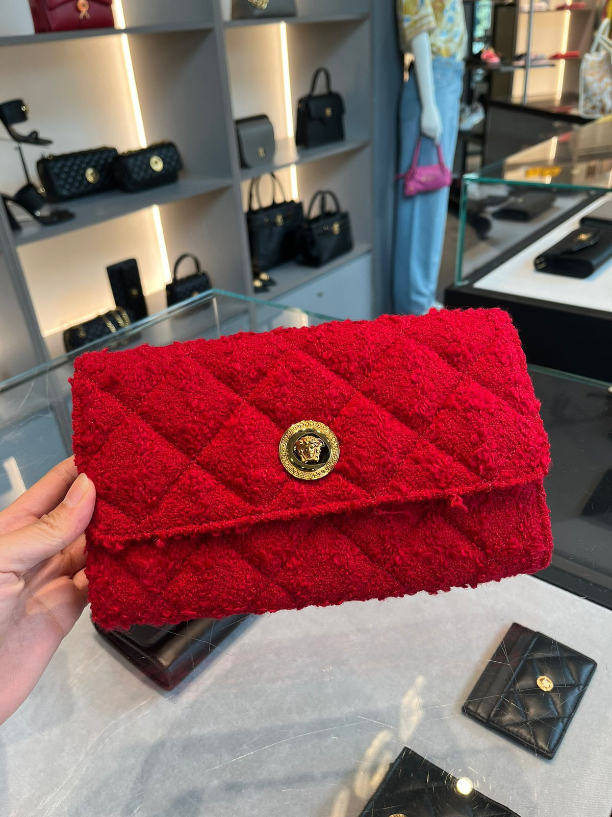 Quilted Shearling Clutch