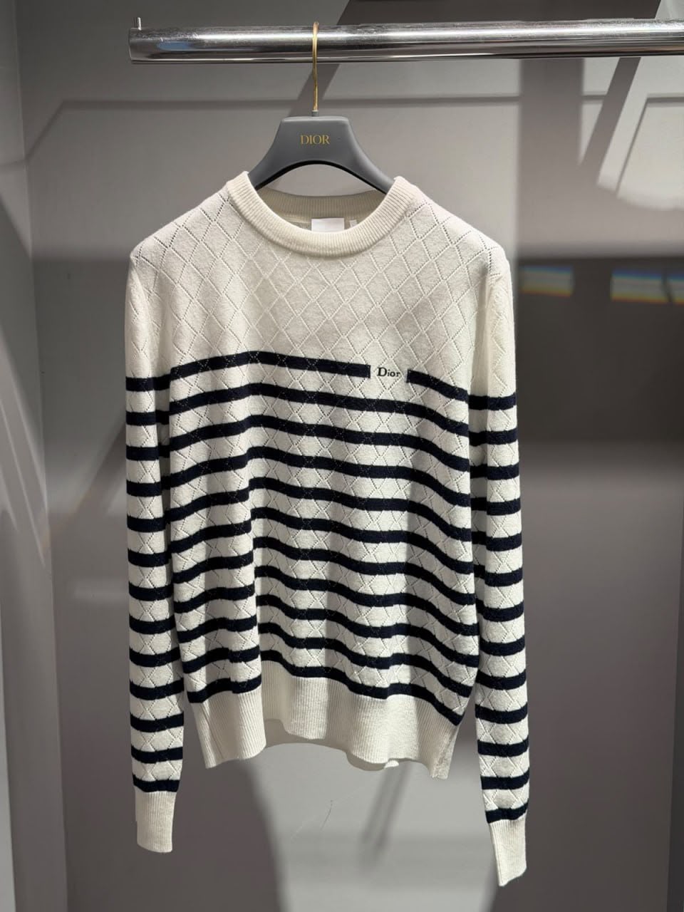 Diamond Motif Striped Sweater