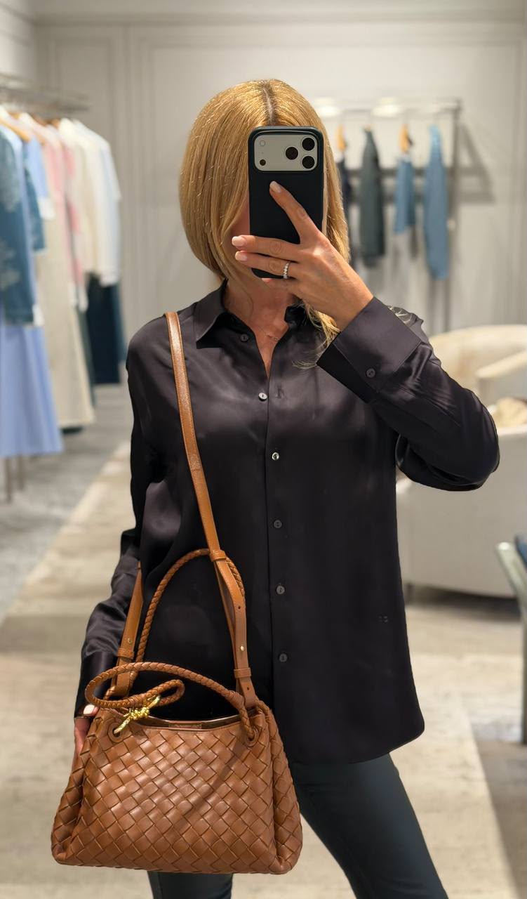 Satin Button-Down Shirt