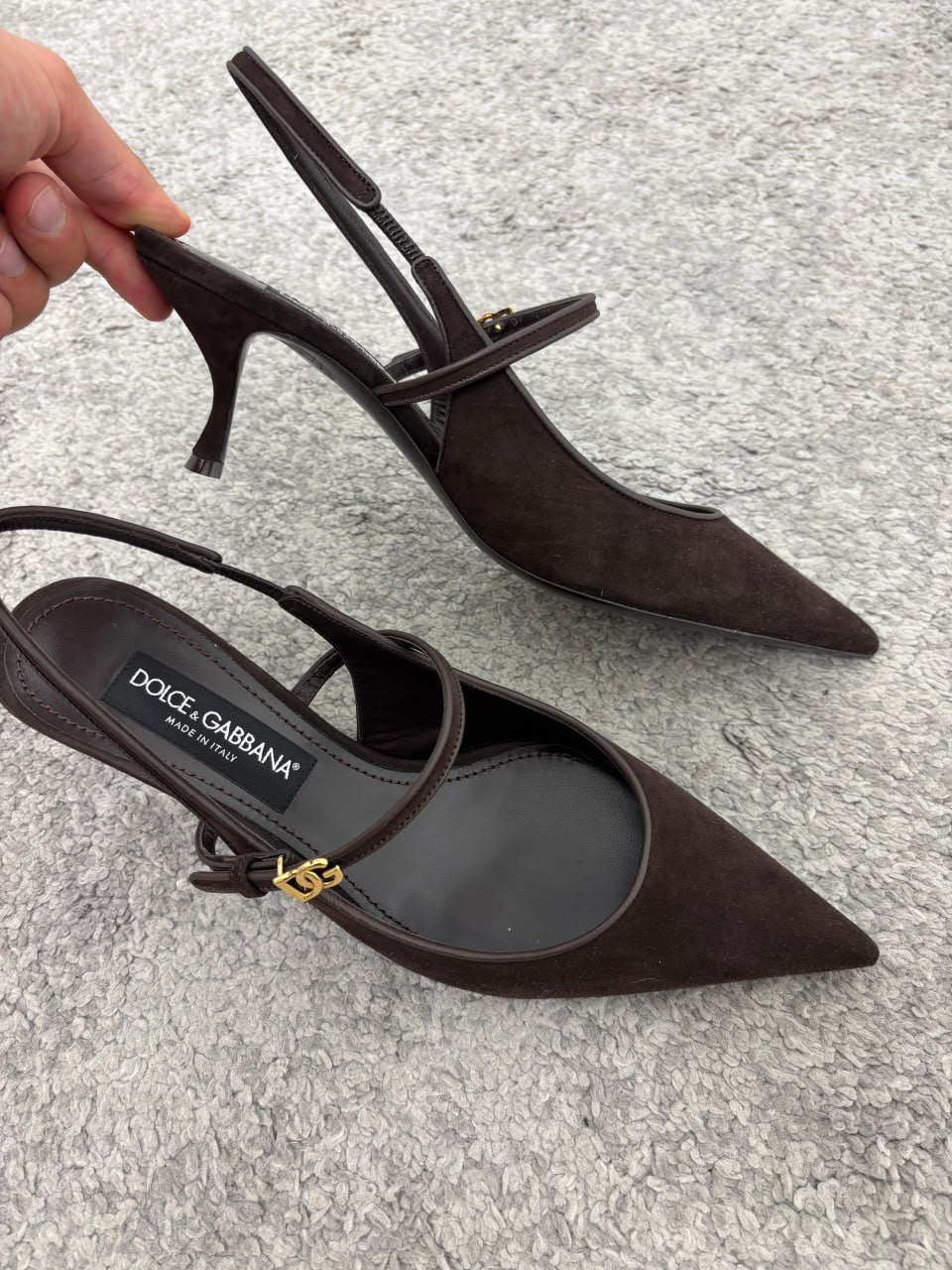 Suede Slingback Pumps with DG Logo