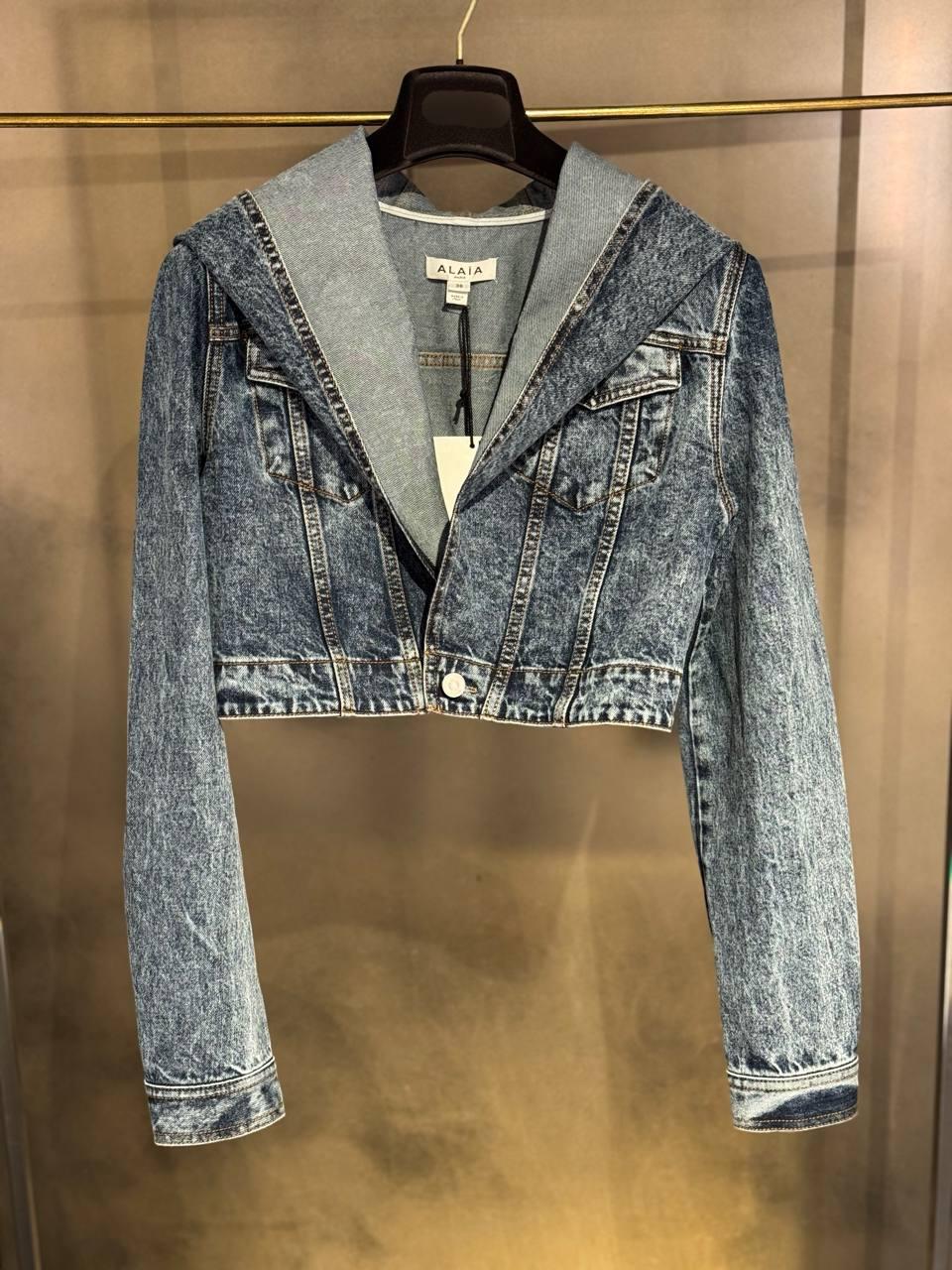 Cropped Denim Jacket with Hood