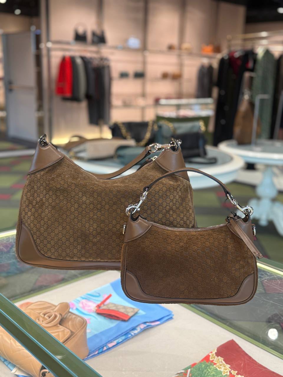 GG Microssima Suede Hobo Bag