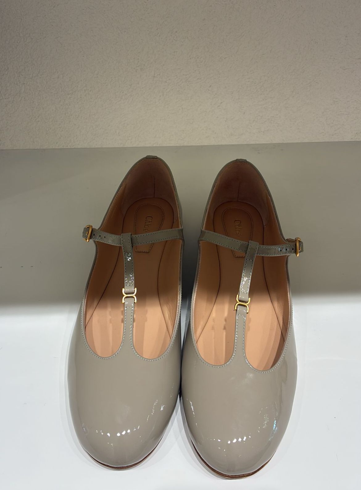 'Ophidia' T-Strap Patent Leather Flats