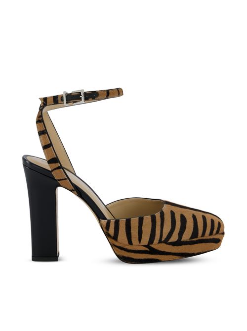 Slingback in cavallino marrone e nera