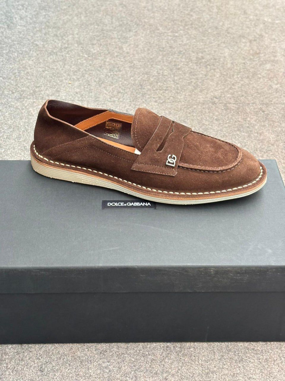 Suede Penny Loafers with DG Logo