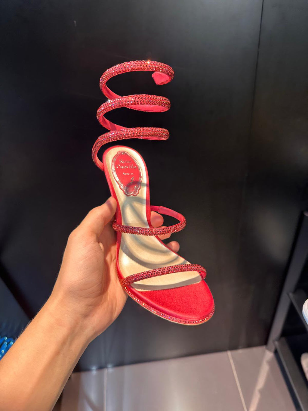 Cleo Rhinestone-Embellished Spiral Sandals