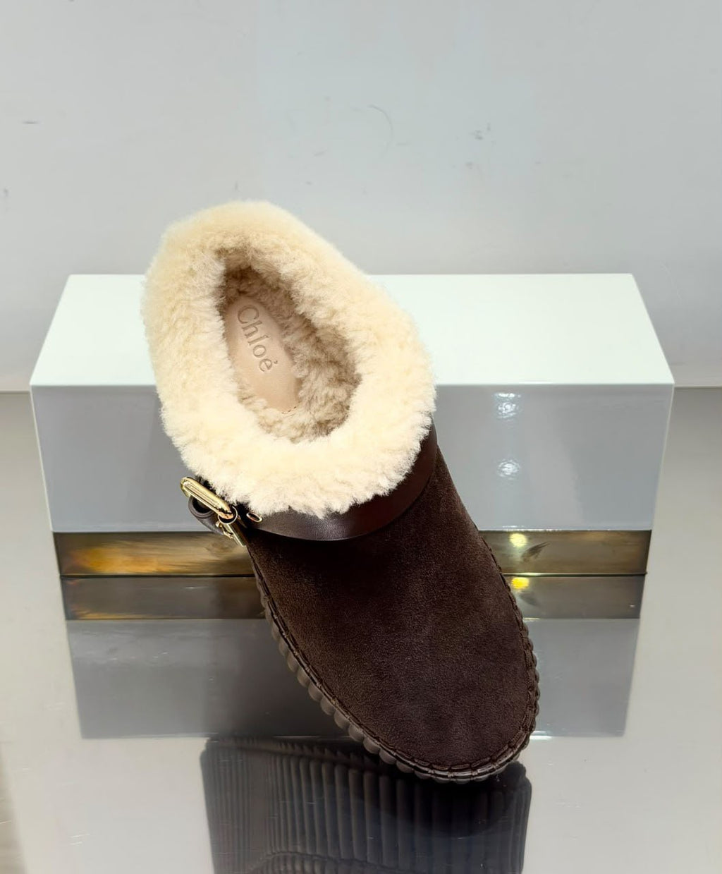 Nama Shearling-Lined Suede Mules
