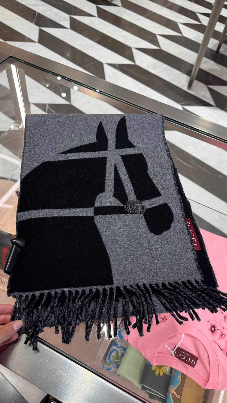 Horse Motif Wool Scarf