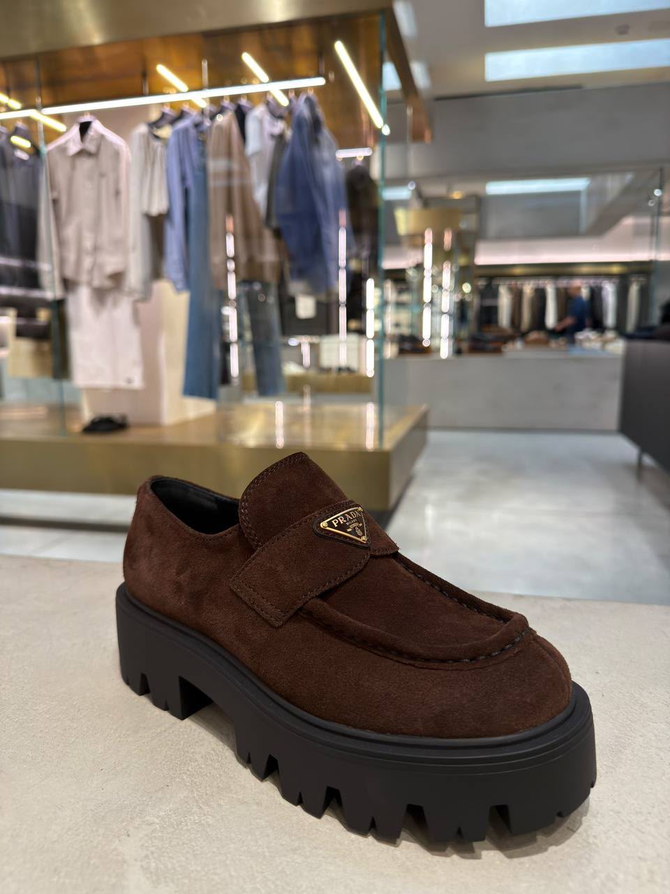 Suede Loafers with Lug Sole