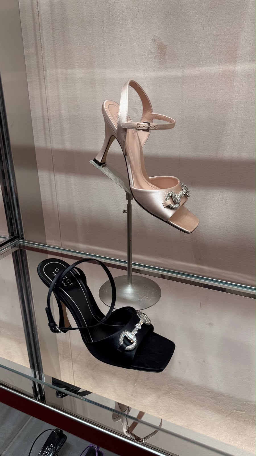 Horsebit Satin Sandal with Crystals