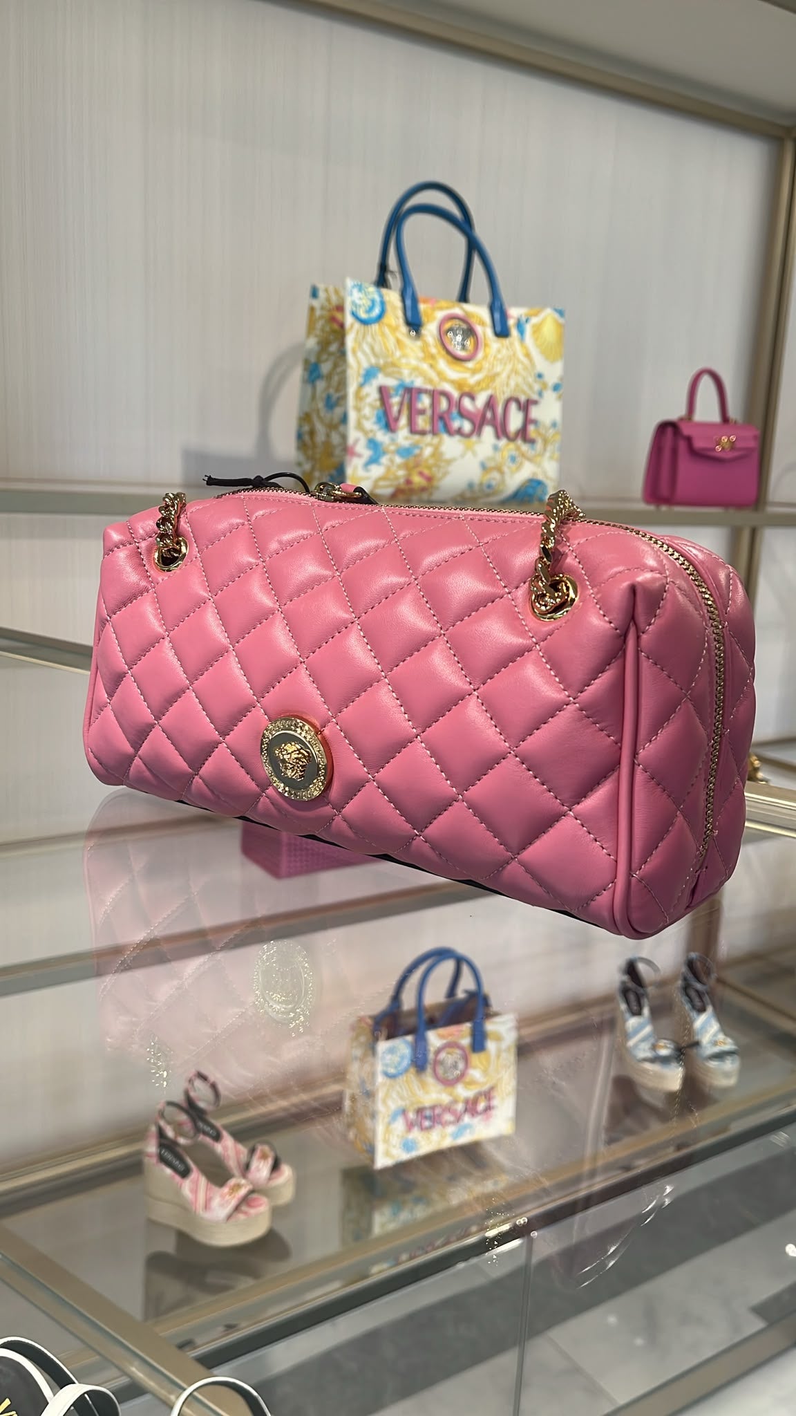 Quilted Medusa Head Shoulder Bag