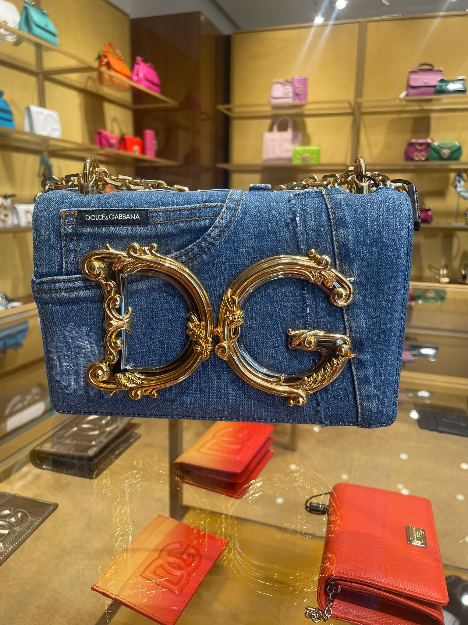 DG Logo Denim Shoulder Bag