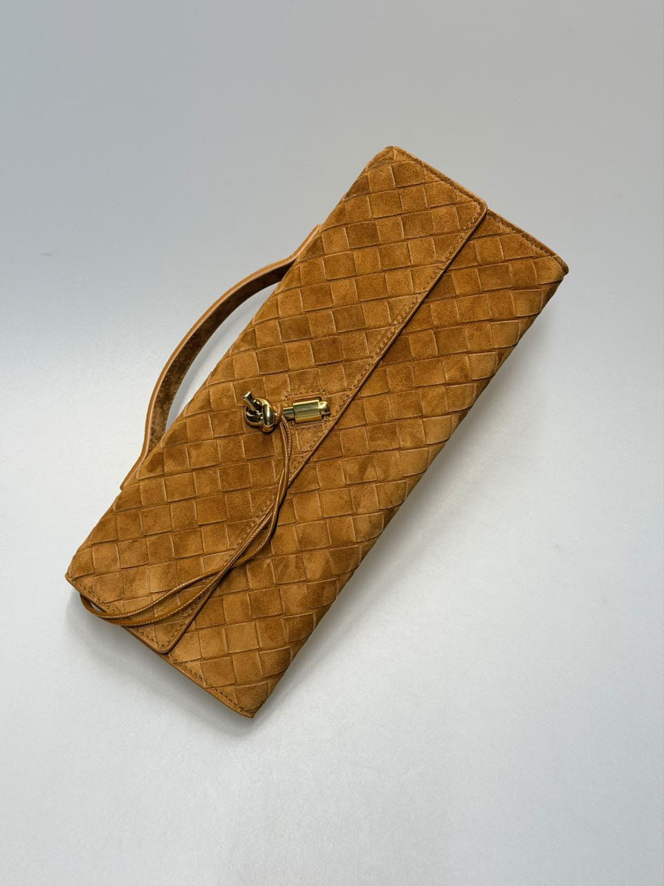 Intrecciato Suede Clutch