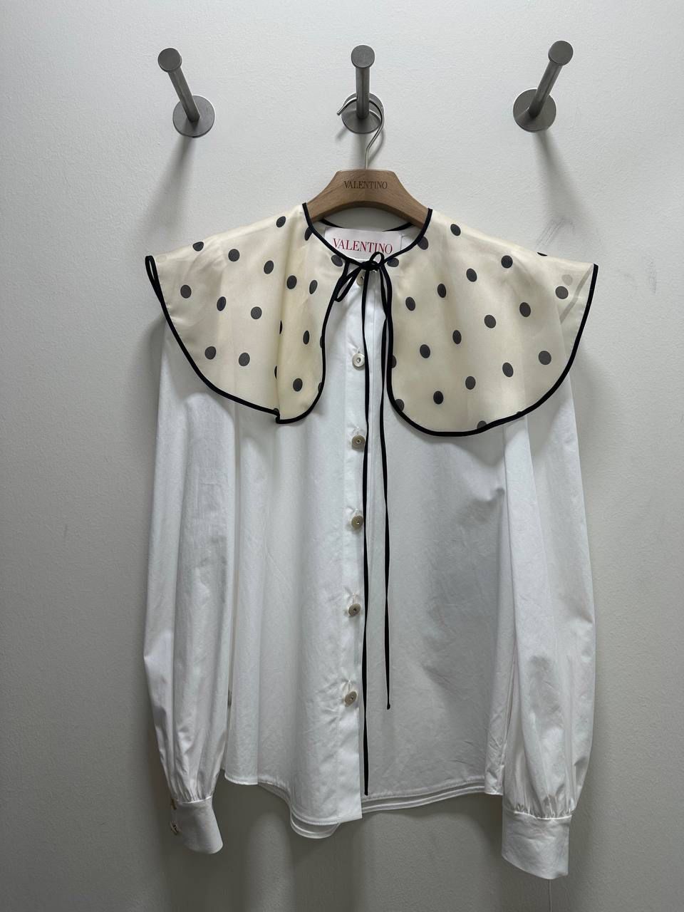 Poplin Shirt with Detachable Polka Dot Collar