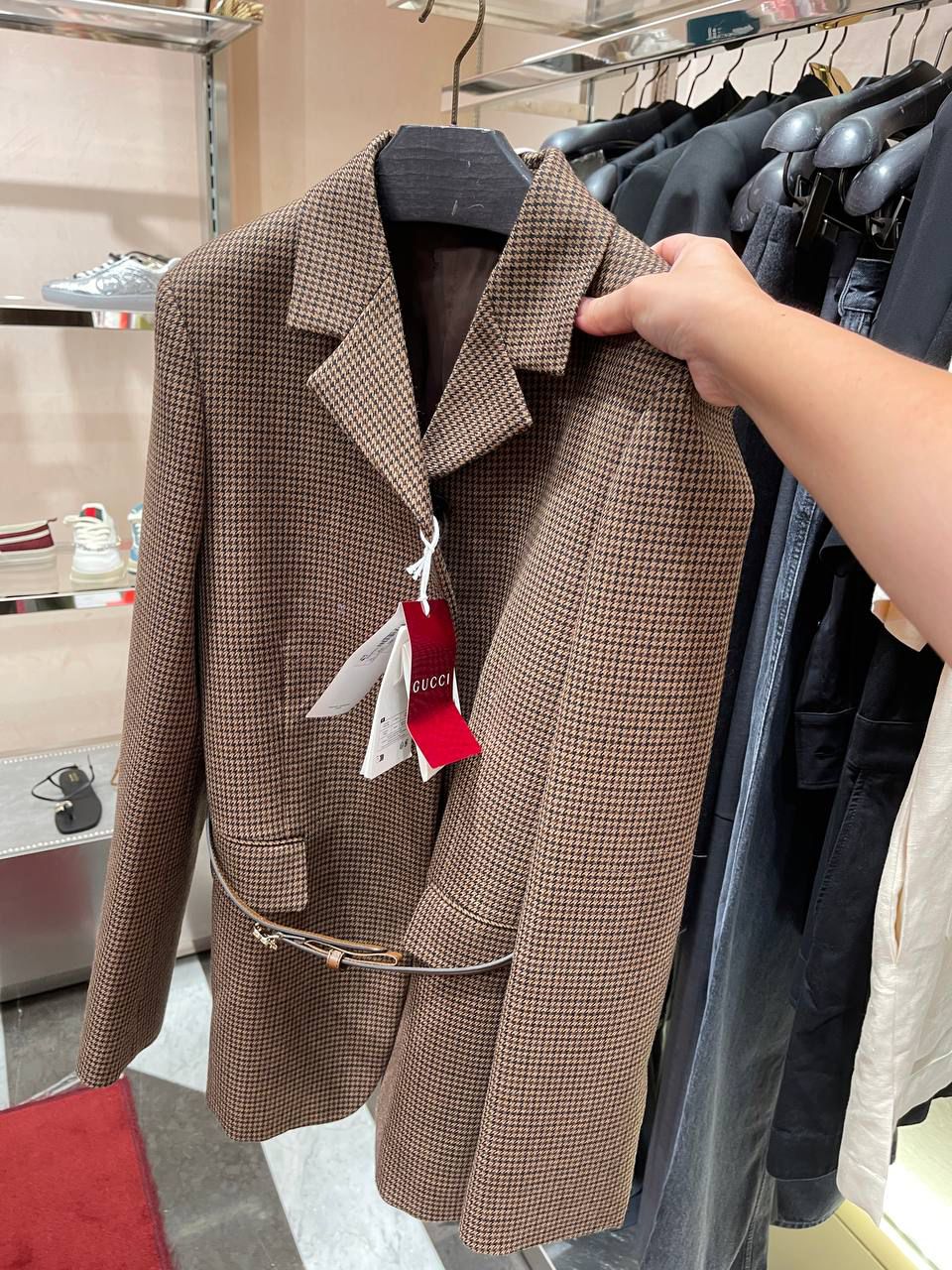 Houndstooth Belted Blazer