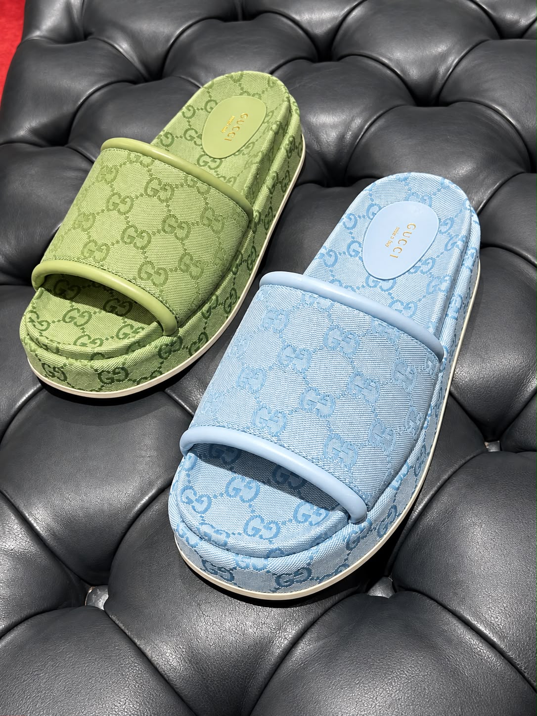 GG Canvas Platform Slide Sandal