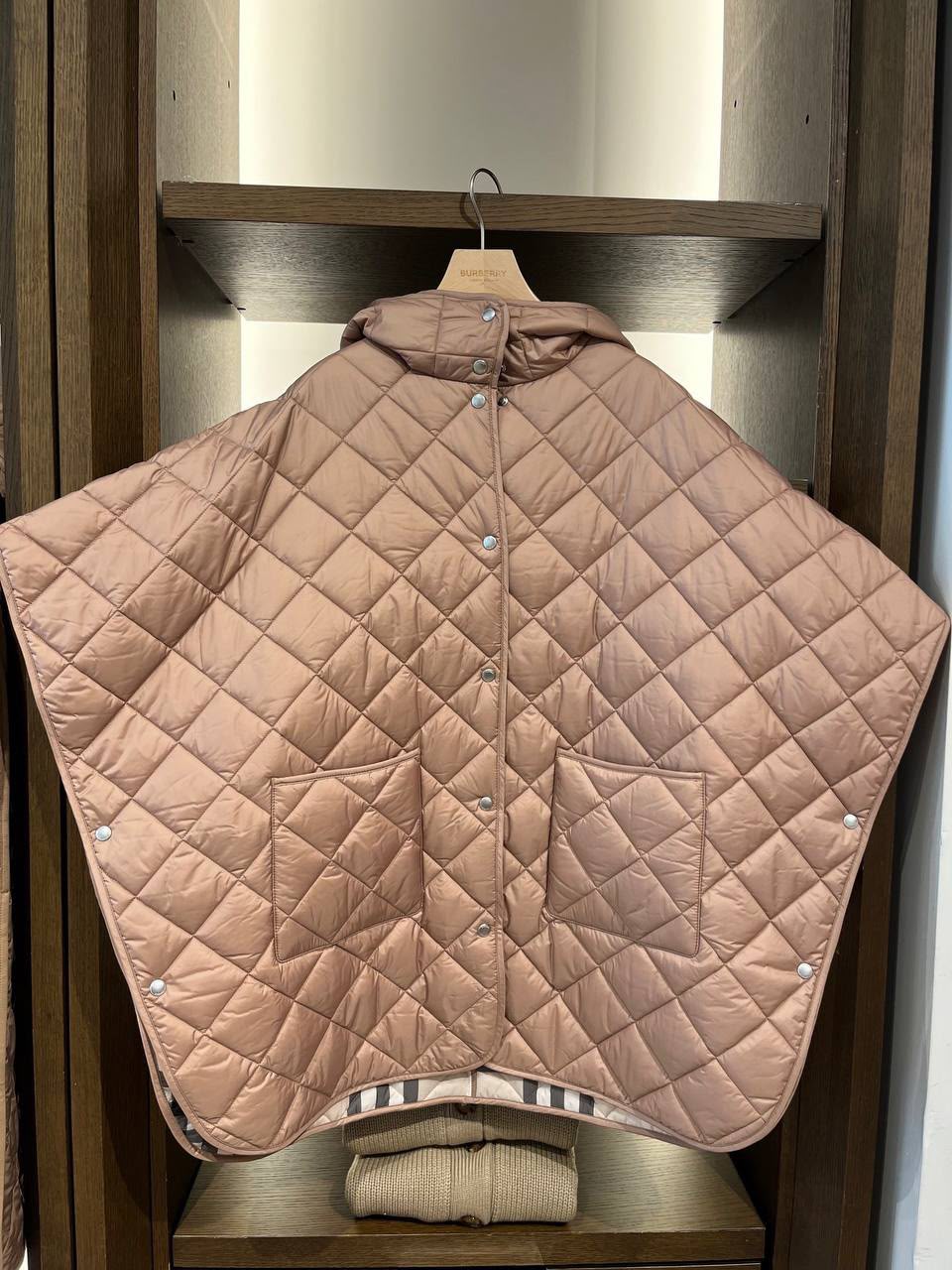 Diamond Quilted Hooded Cape