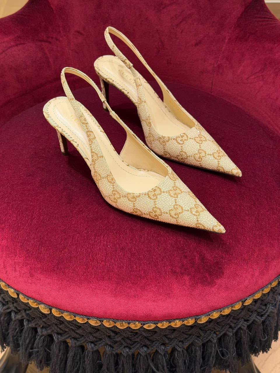 GG Canvas Slingback Pumps