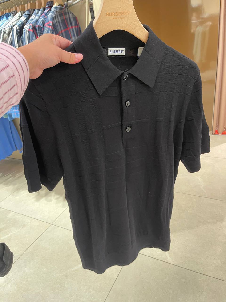 Check Jacquard Knit Polo Shirt