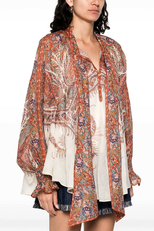 ZIMMERMANN 'Rhiannon Tie Neck' blouse For Women 100% ramie