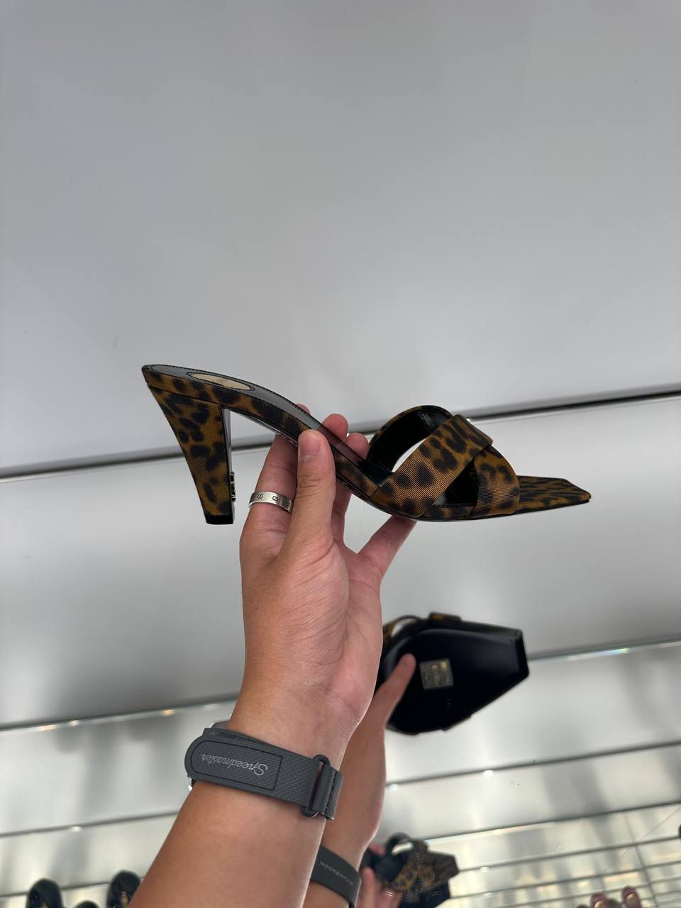 Leopard Print Square Toe Heeled Mules