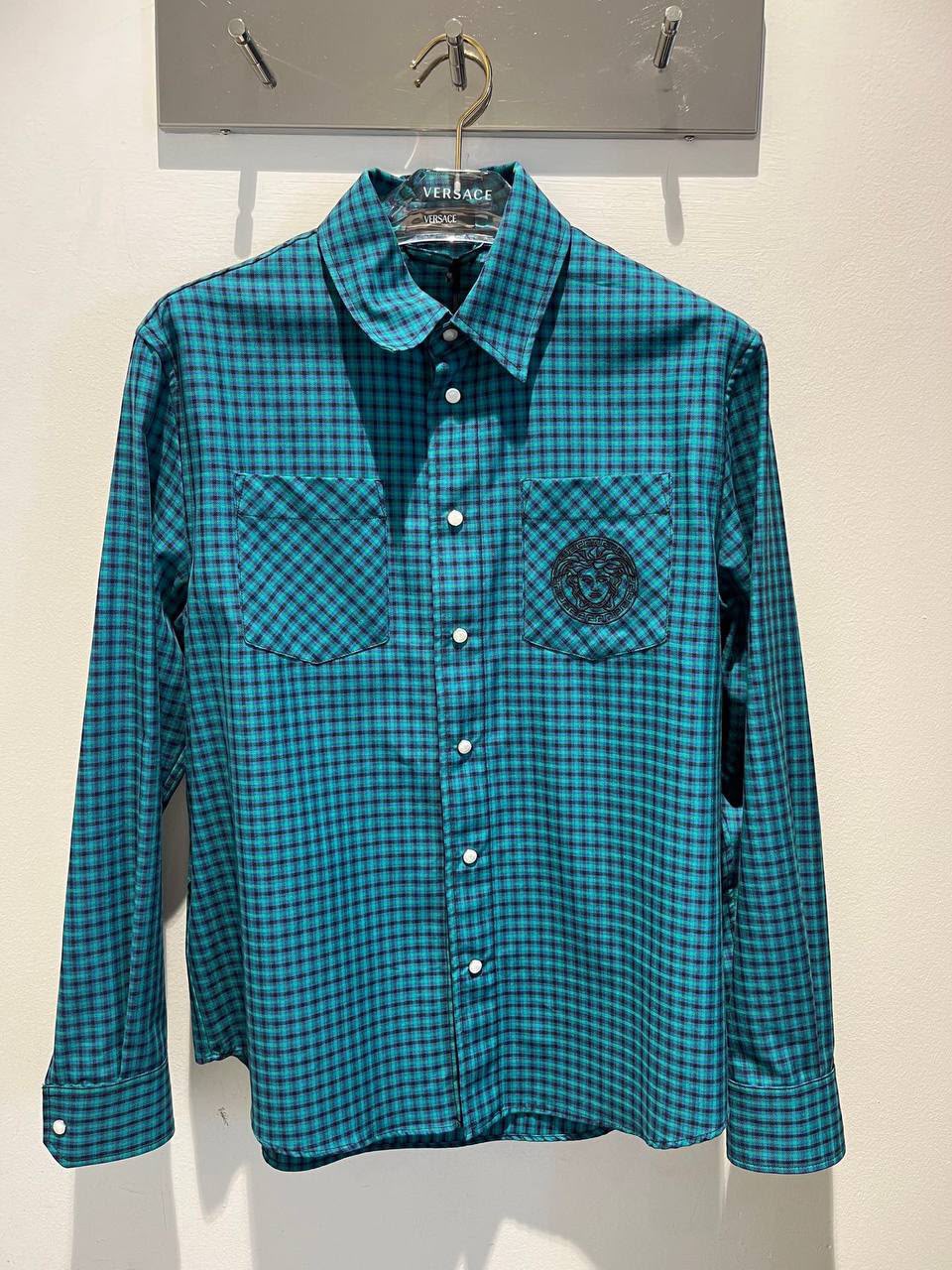 Medusa Head Plaid Button-Down Shirt