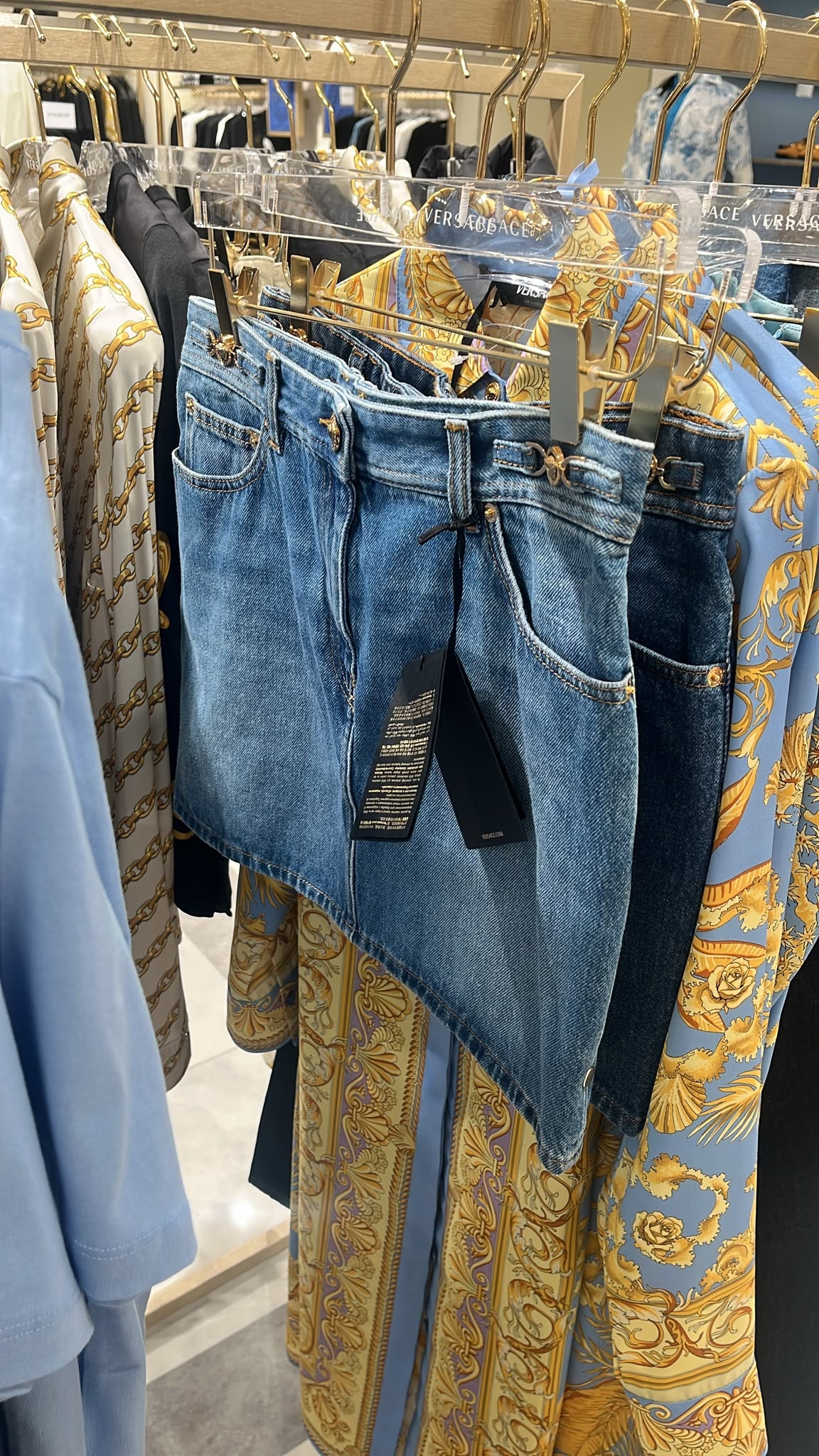 Medusa Hardware Denim Mini Skirt