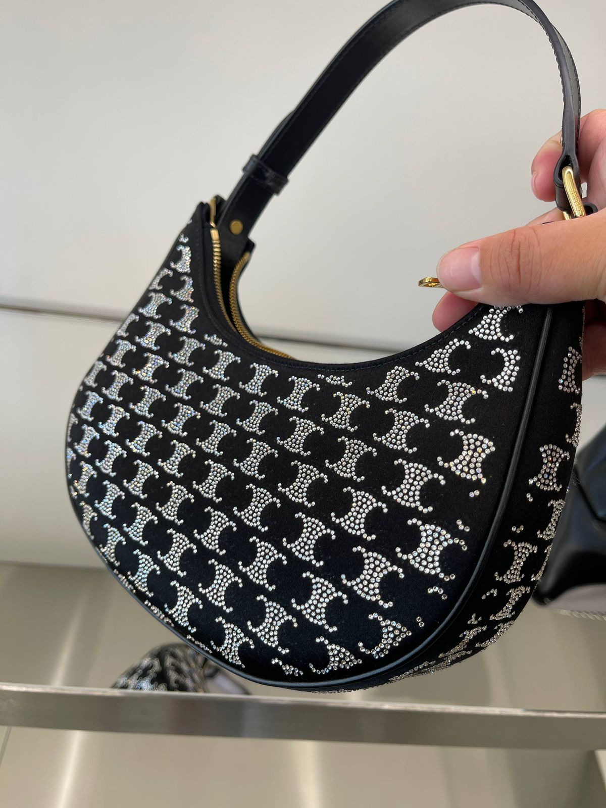 Ava Bag in Textile with Rhinestones