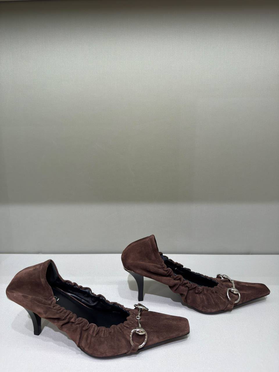 Horsebit Suede Kitten Heel Pumps