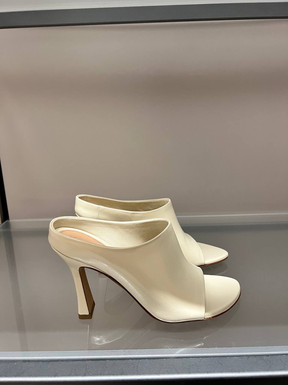 Leather Peep-Toe Mules