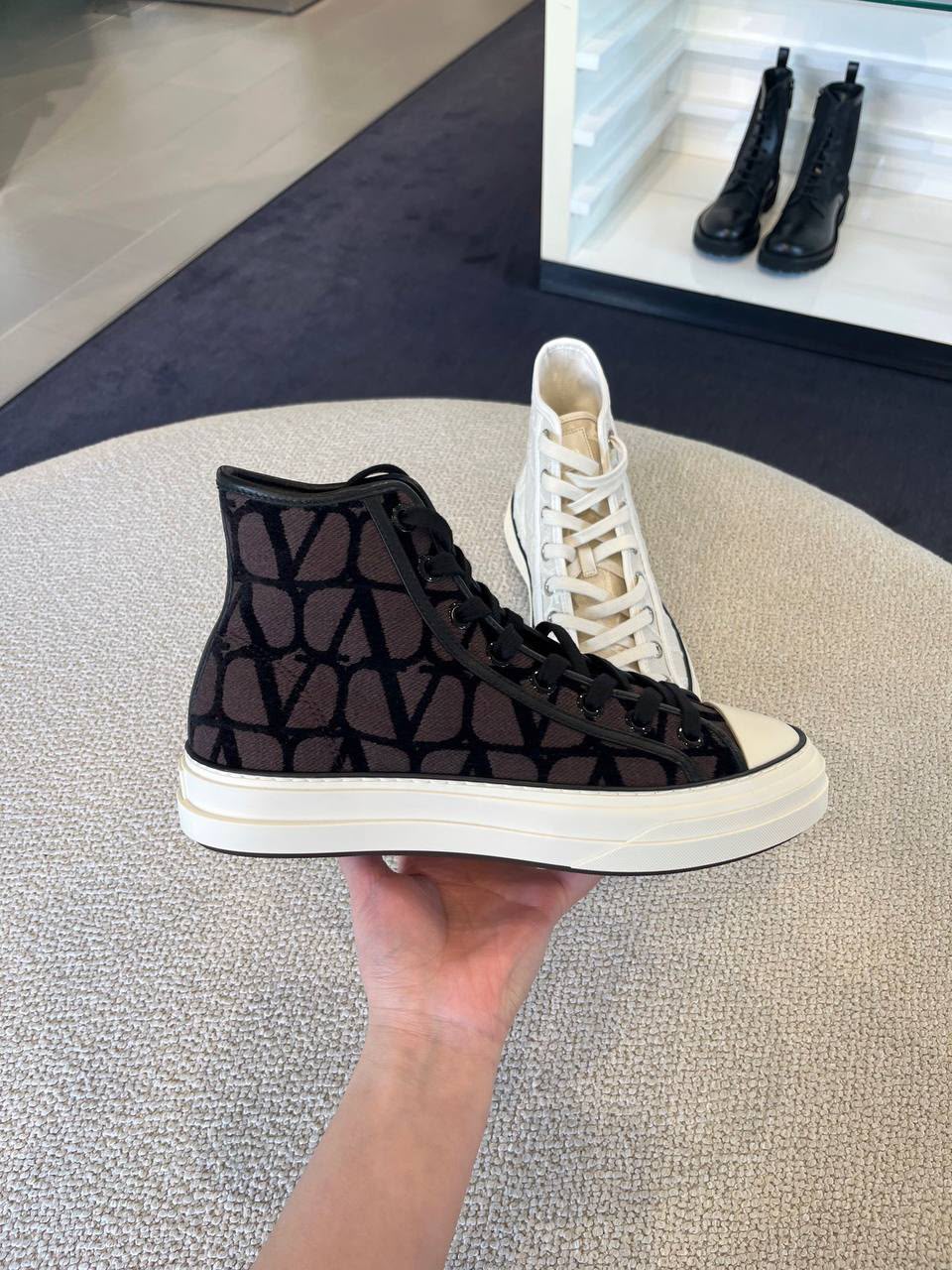 Garavani Toile Iconographe High-Top Sneaker