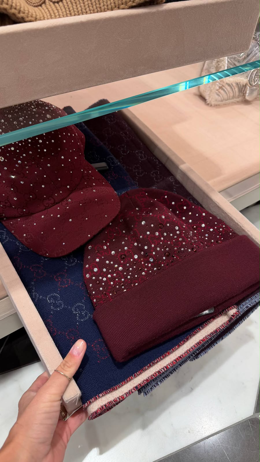 Crystal-Embellished GG Beanie and Baseball Cap