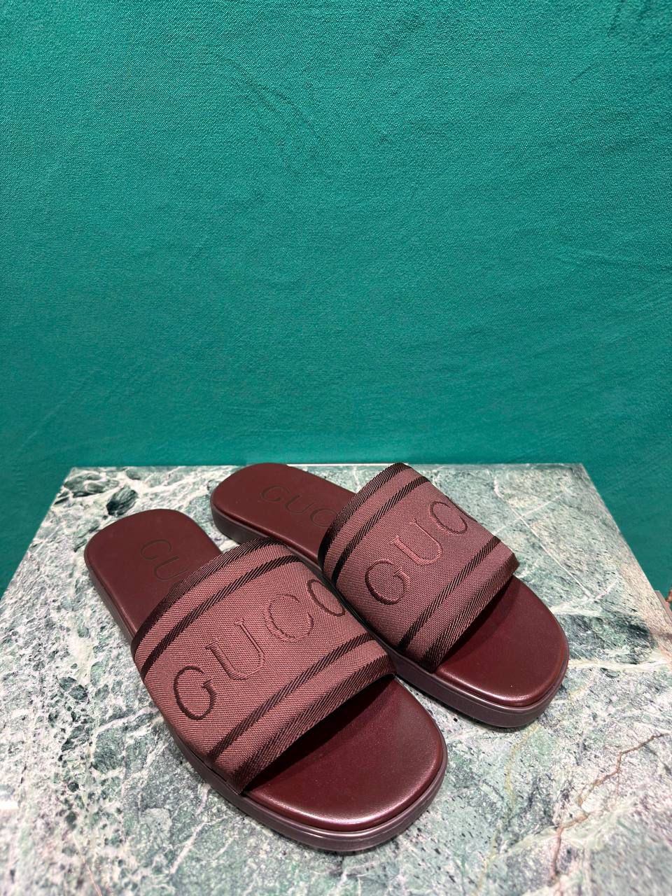 Logo-Embroidered Web Slide Sandals