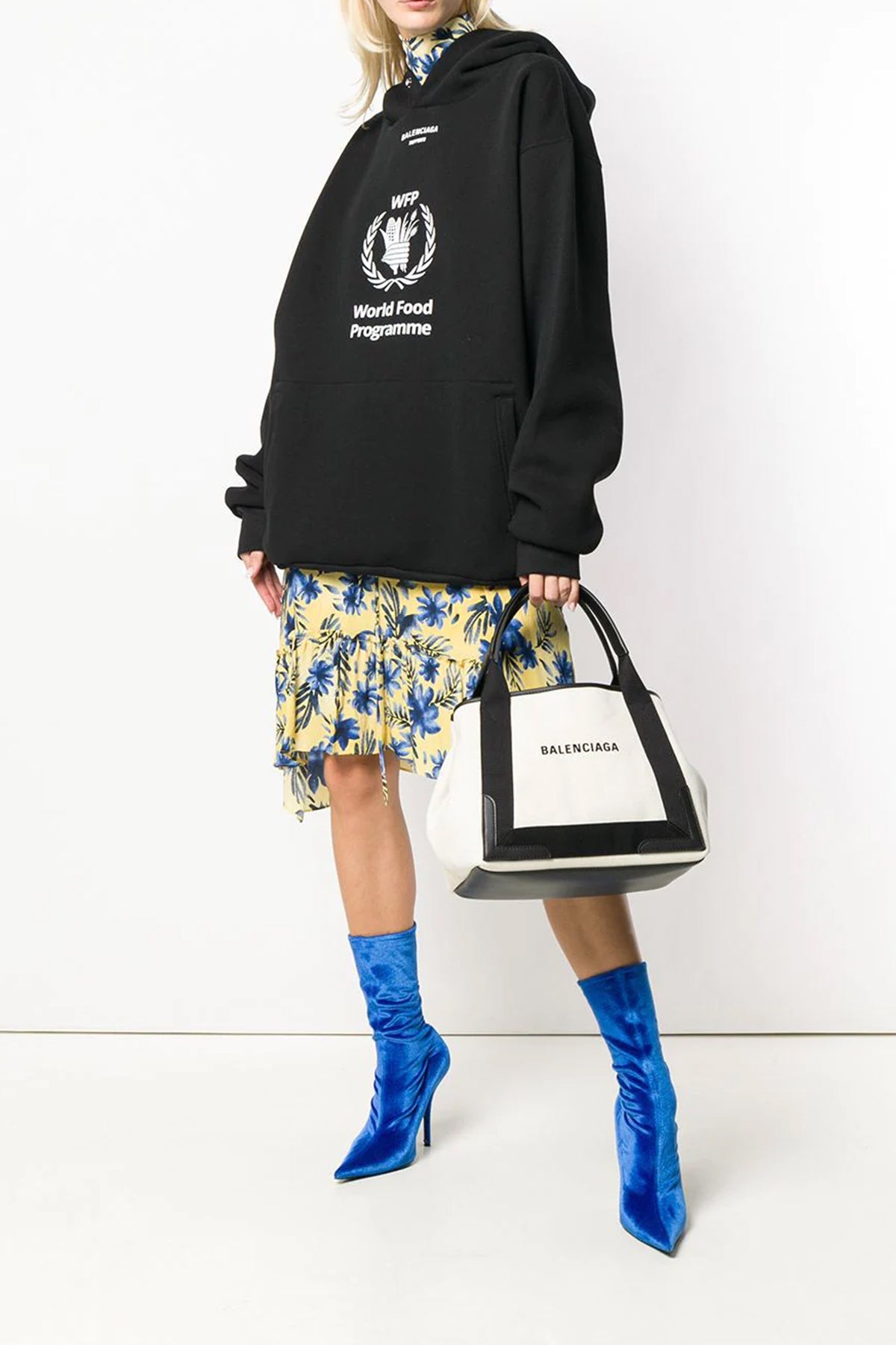BALENCIAGA 'Navy cabas' small shopping bag For Women 100% CANVAS