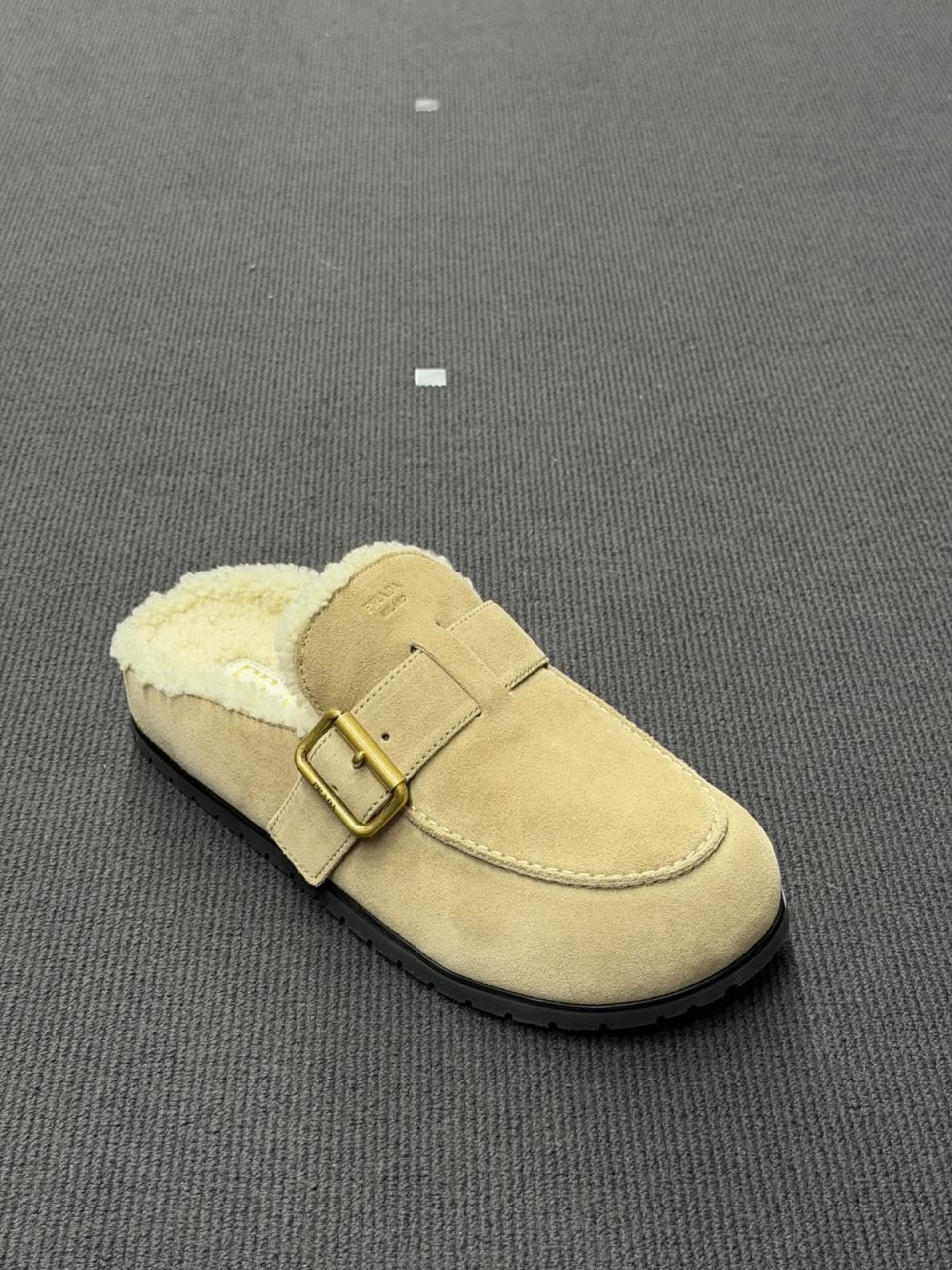 Suede Mules with Shearling Lining