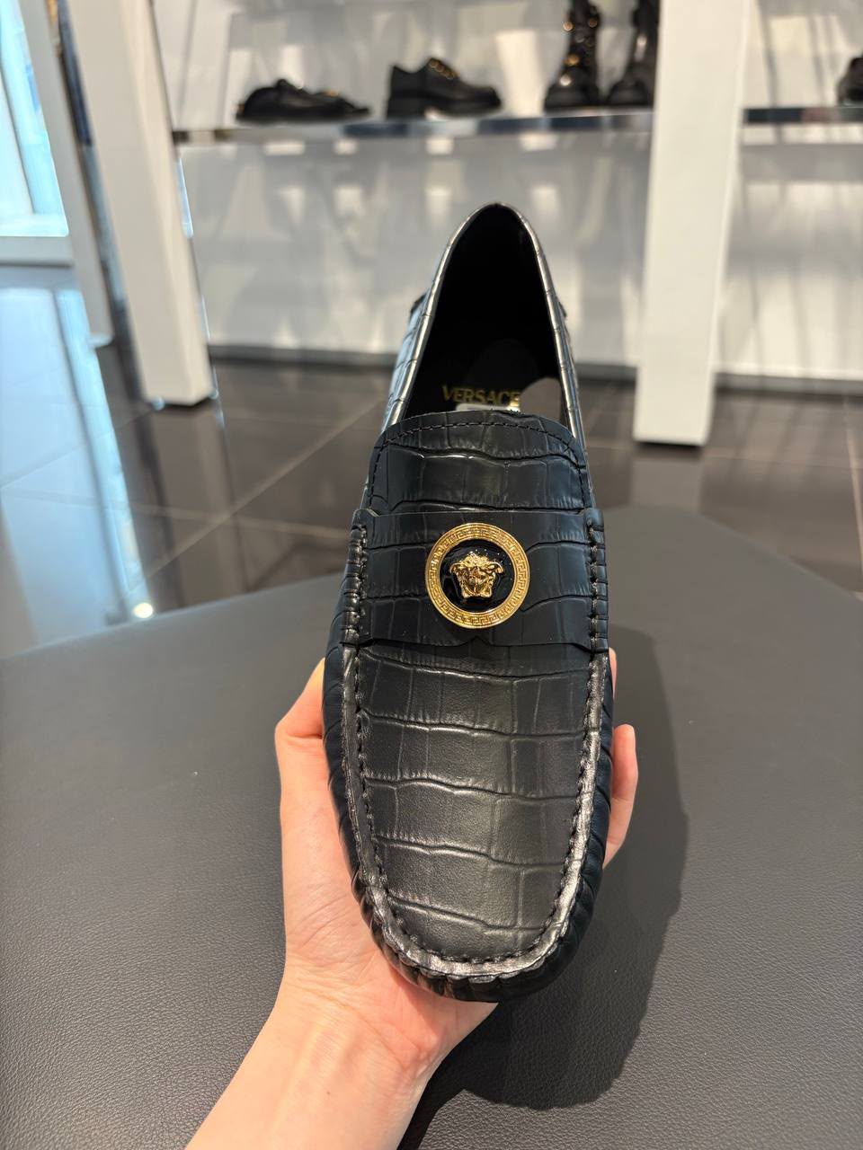 La Medusa Crocodile-Effect Loafers