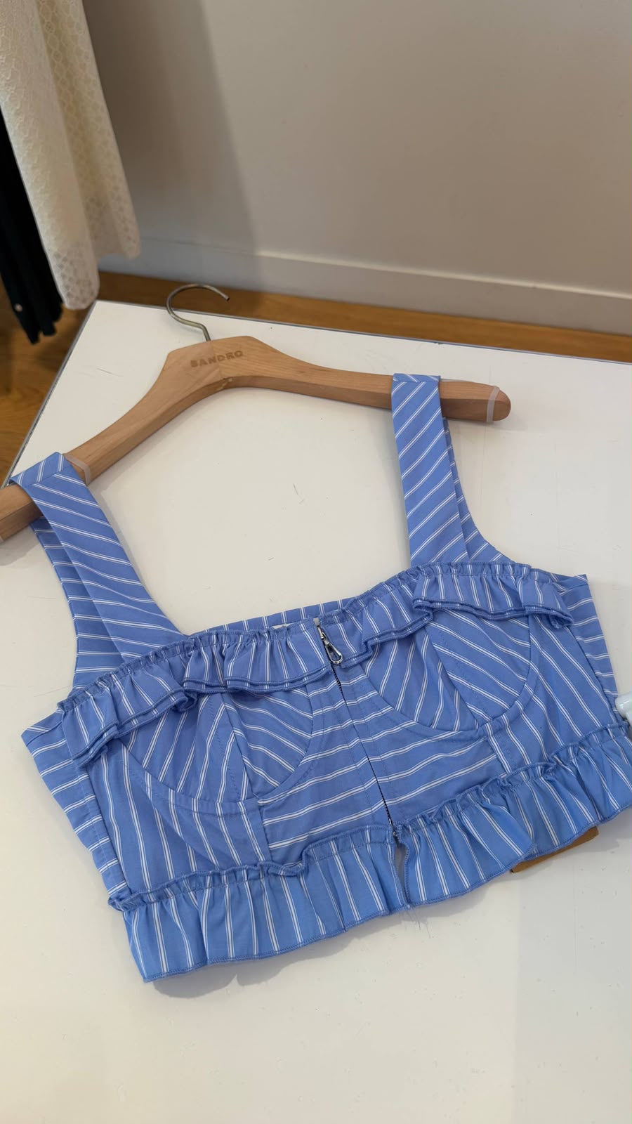 Striped Ruffled Bustier Top