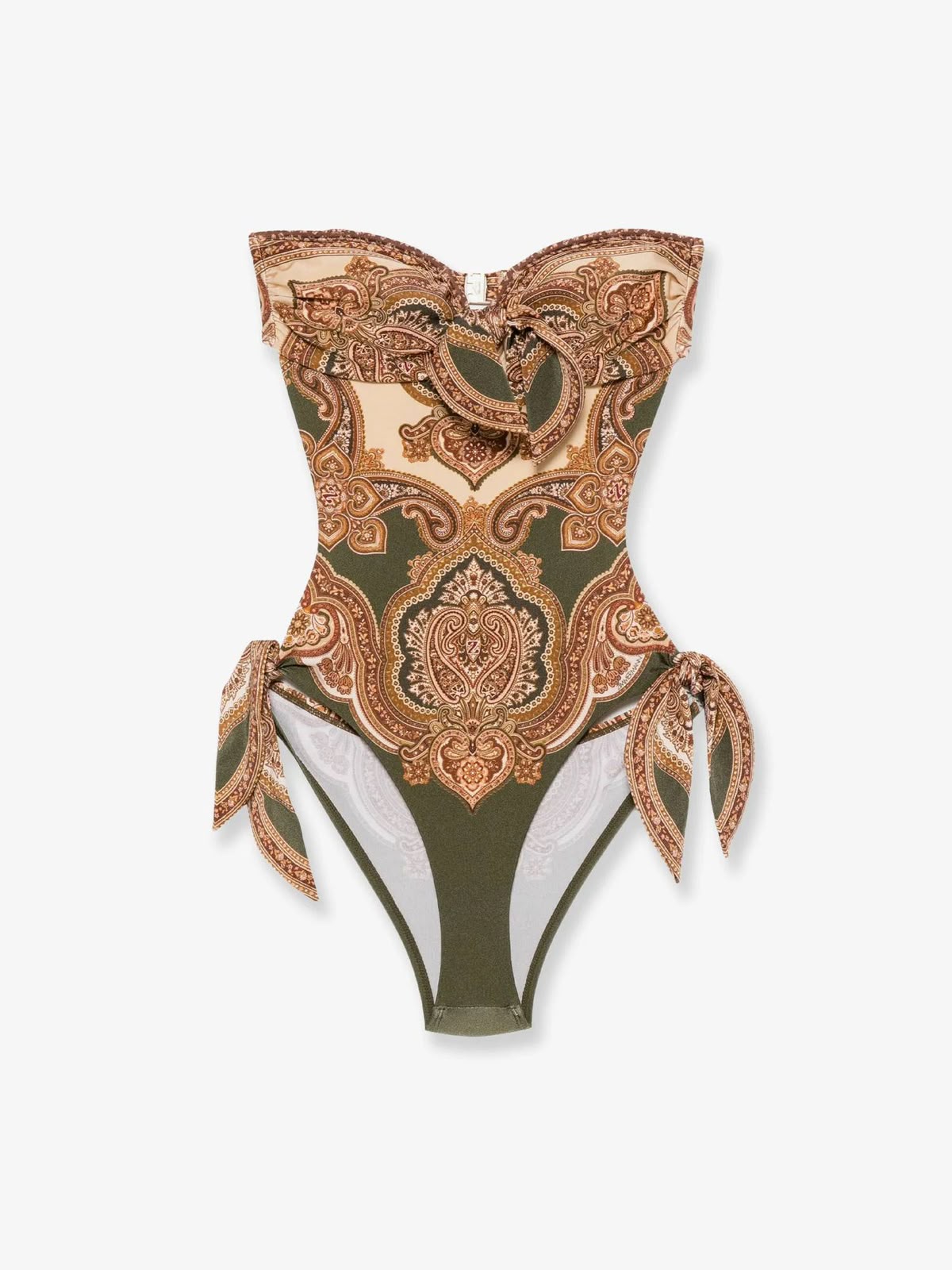 Paisley Print Strapless One-Piece Swimsuit