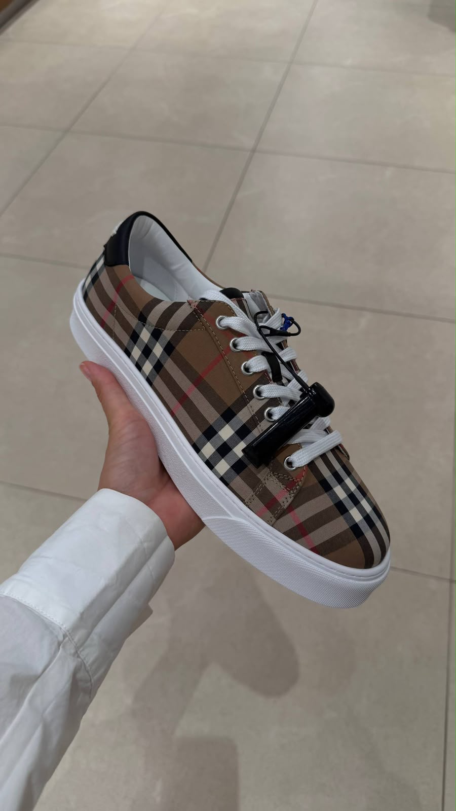 Vintage Check Cotton Sneakers