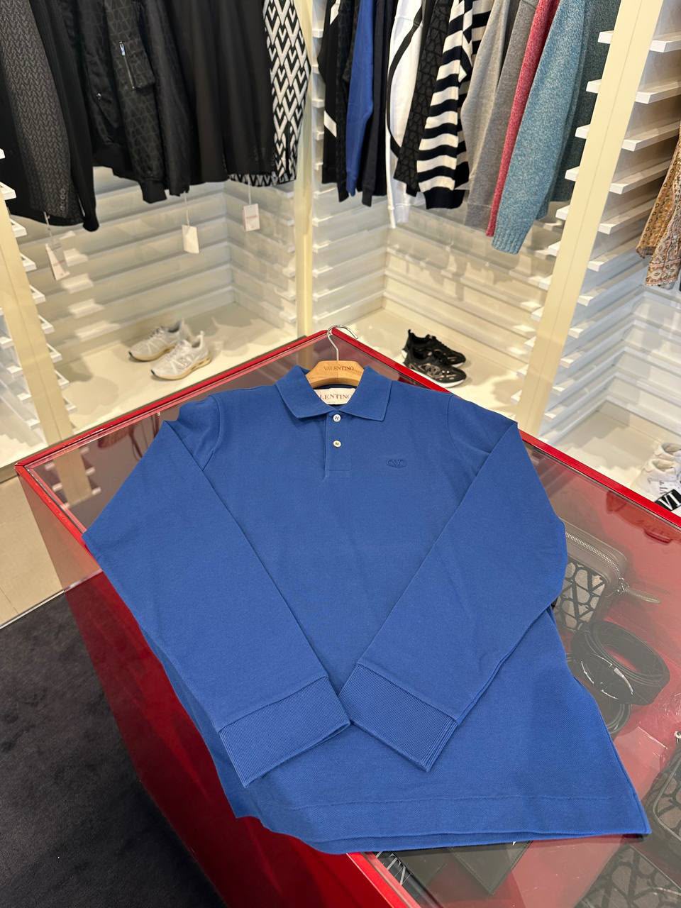Long-Sleeve Polo Shirt with VLogo Signature