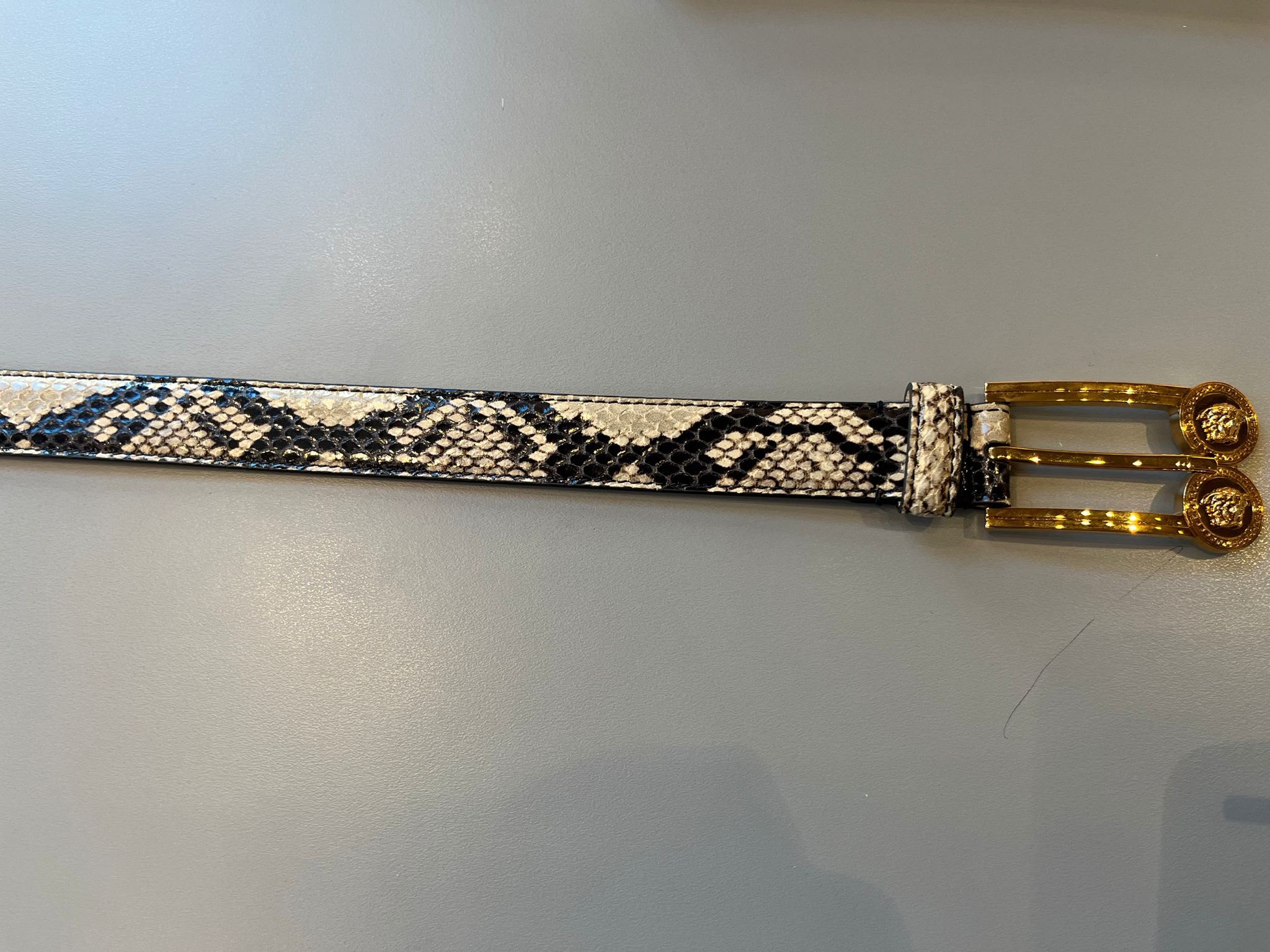 Medusa Head Snakeskin Print Belt