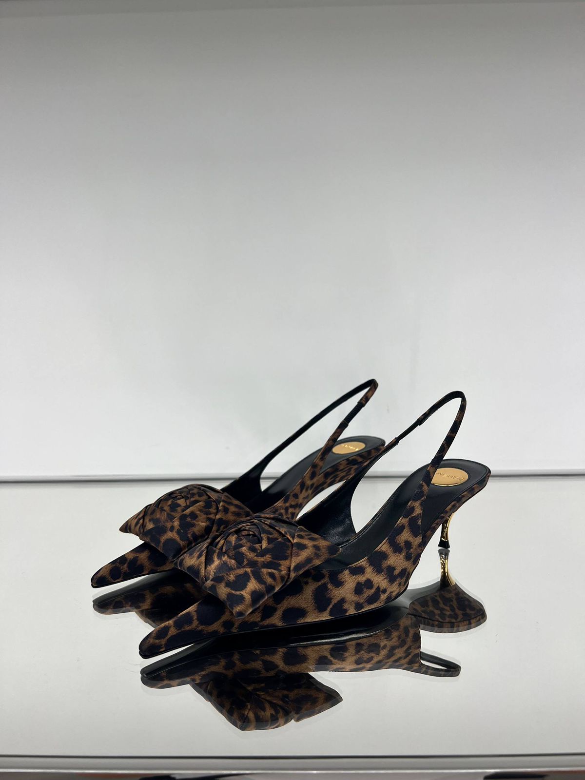 Leopard Print Slingback Pumps with Bow Detail