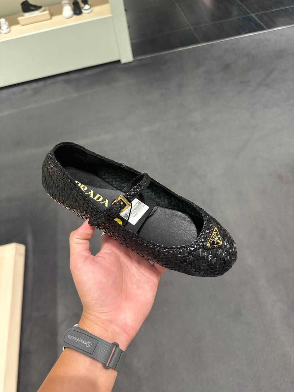 Woven Leather Mary Jane Flats